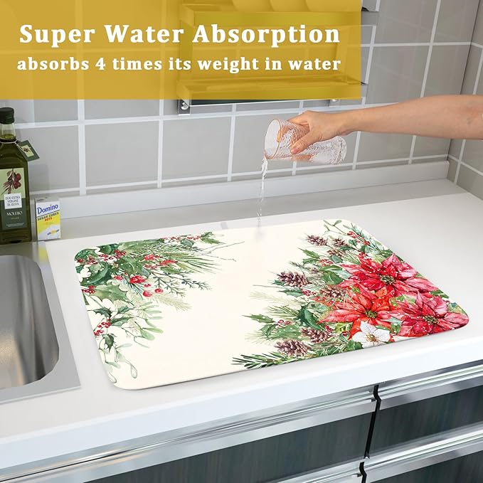Giwawa Poinsettia Dish Drying Mat - Image 7