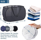 4 Pack Collapsible Laundry Baskets Dual Compartment, Mesh Pop Up Hamper - Image 2