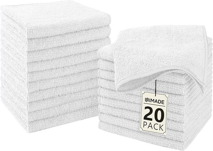 Washcloths - 20 Pack - Face Towels, Highly Soft Wash Cloths and Hand Towels by Unimade