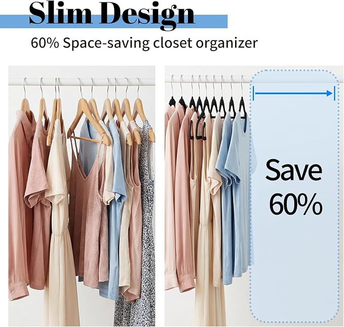 Smartor Black Velvet Hangers 20 Pack, Space Saving Clothes Hangers - Image 3
