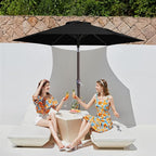 JEAREY 7.5FT Patio Umbrella Market Table Umbrella with 6 Sturdy Ribs, Push Button Tilt/Crank Outdoor Umbrella for Garden, Deck, Backyard, Pool, Black - Image 2