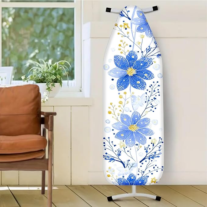 Nuxovilar Blue Flower & Yellow Bud Ironing Board Cover, 15 * 54inch, Fit Most - Image 2