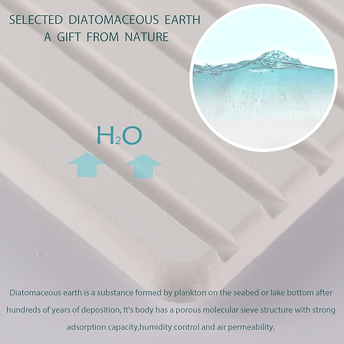 2 PCS Water Absorbent diatomite Coasters, 12.2" x 4" Water Absorbing Stone Tray - Image 3