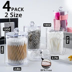 4 Pack Qtip Holder, Canister Apothecary Jar Set, Bathroom Jars - Image 2