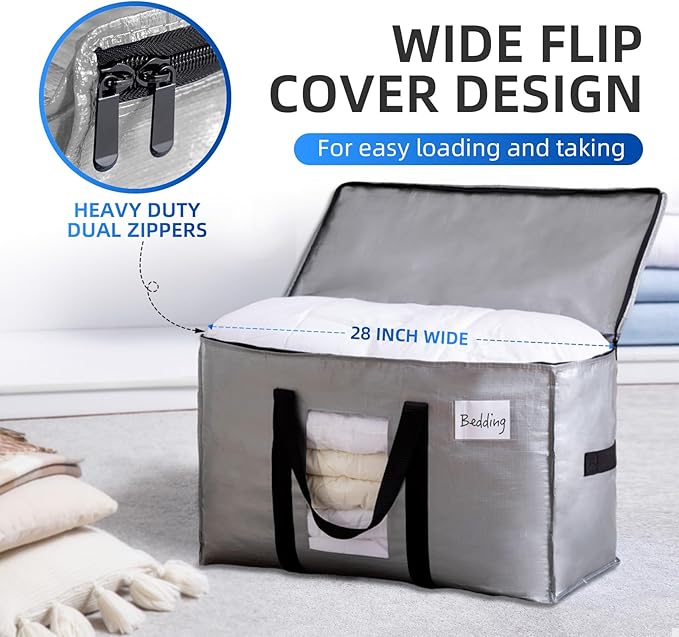 TAILI Extra Large Moving Bags, 8 Pack Silver Heavy Duty Totes - Image 3