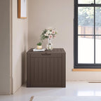 JUMMICO 42 Gallon Deck Box Waterproof, Resin Outdoor Storage Box with Side Handles, Outdoor Storage Benches Lockable for Patio Cushions and Garden Tools (Brown) - Image 5