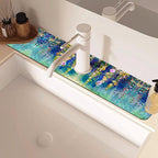 Abstract Watercolor Floral Kitchen Sink Splash Guard Mat Absorbent Fast Drying - Image 2