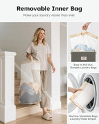 SOLEDI Laundry Hamper with Lid 100L Large & Tall Collapsible Laundry Basket - Image 4