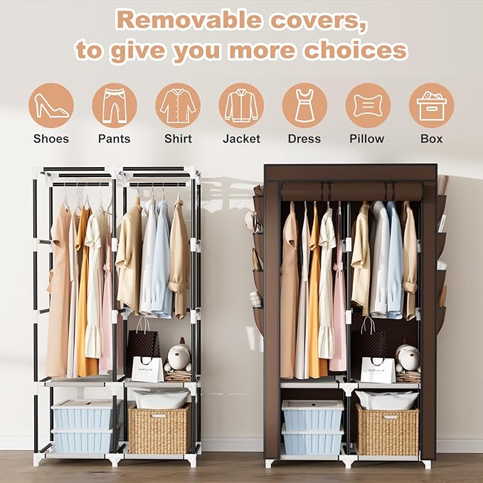 Portable Closet for Hanging Clothes, Portable Wardrobe Closet - Image 6