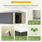 Patiowell 10 x 12 FT Metal Storage Shed for Outdoor, Steel Yard Shed with Design of Lockable Doors, Utility and Tool Storage for Garden, Backyard, Patio, Outside use, Gray - Image 5