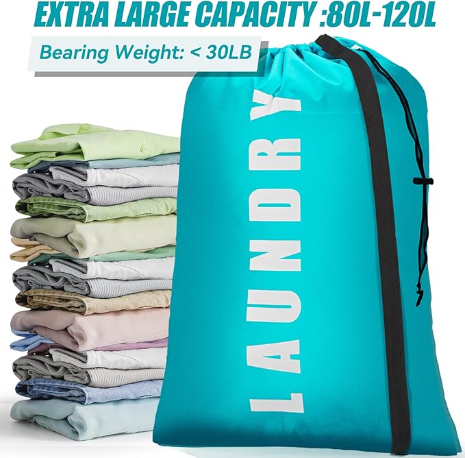 Heavy Duty Laundry Bag with Strap, 2 Pack Travel Laundry Bags - Image 4