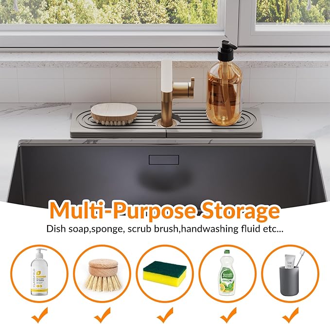 15.7 Inch Stone Faucet Mat for Kitchen Sink Splash Guard, Diatomite Sink - Image 5