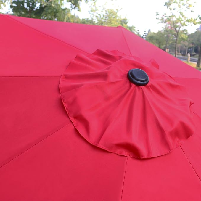 Sunnyglade 9' Patio Umbrella Outdoor Table Umbrella with 8 Sturdy Ribs (Red) - Image 5
