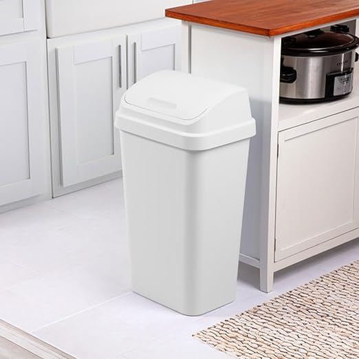 Sterilite 8-Pack Swing Top Wastebasket, Sleek Square Profile Trash Can - Image 4