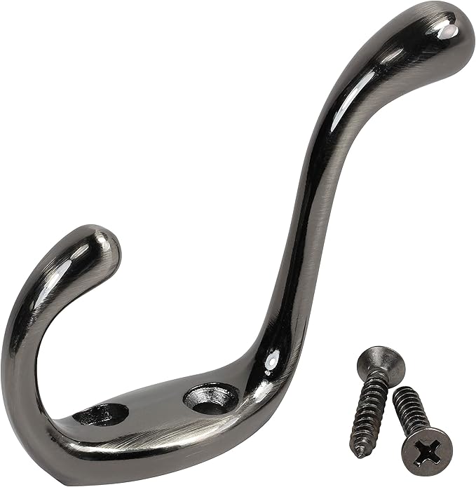 Rok Hardware Heavy Duty Dual Coat Hook, Antique Nickel, 10 Pack ROKCH101AN by Rok