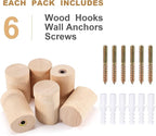 Wood Wall Hooks 6 Pack, Natural Wooden Coat Hooks Wall Mounted, Handmade Rustic - Image 6
