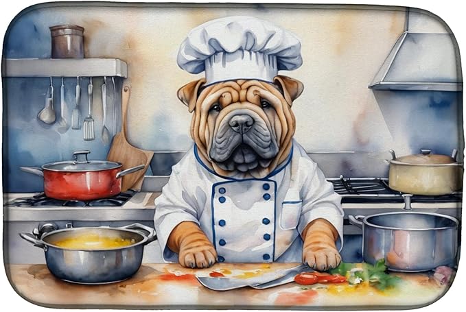 Caroline's Treasures DAC6324DDM Shar Pei The Chef Dish Drying Mat Absorbent by CarolinesTreasures