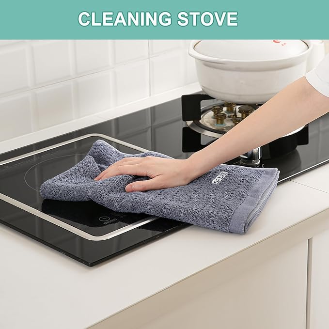 SALAS Kitchen Dish Towels, Bulk Cotton Kitchen Hand Towels, 390 GMS Plaid Dish - Image 5