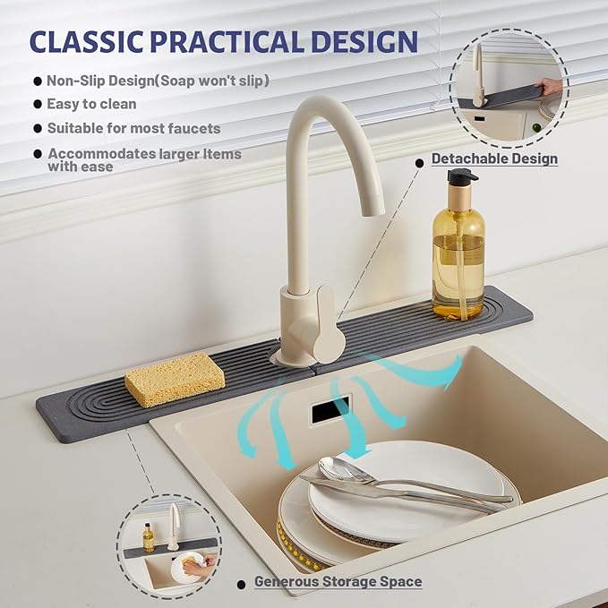 Stone Faucet Mat for Kitchen Sink，Super Absorbent Diatomite Fast Drying Stone - Image 4
