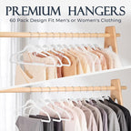 HOUSE DAY White Velvet Hangers 40 Pack, Non Slip Clothes Felt Hanger Heavy Duty - Image 8