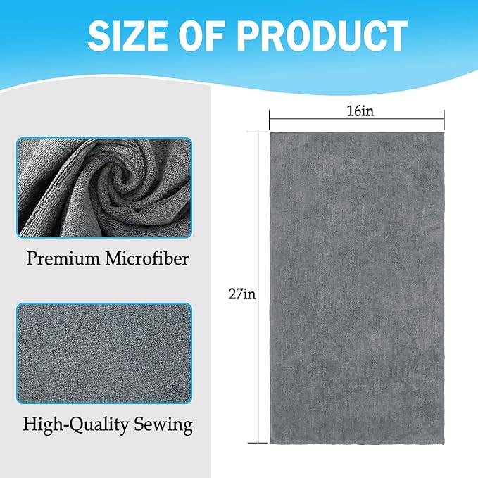 Grey Salon Towels, Super Soft and Absorbent Microfiber Hair Towel - Image 2