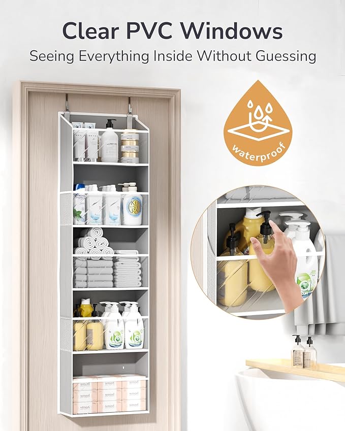 ULG Clear Over The Door Organizer 5-Tier Hanging Storage - Image 4