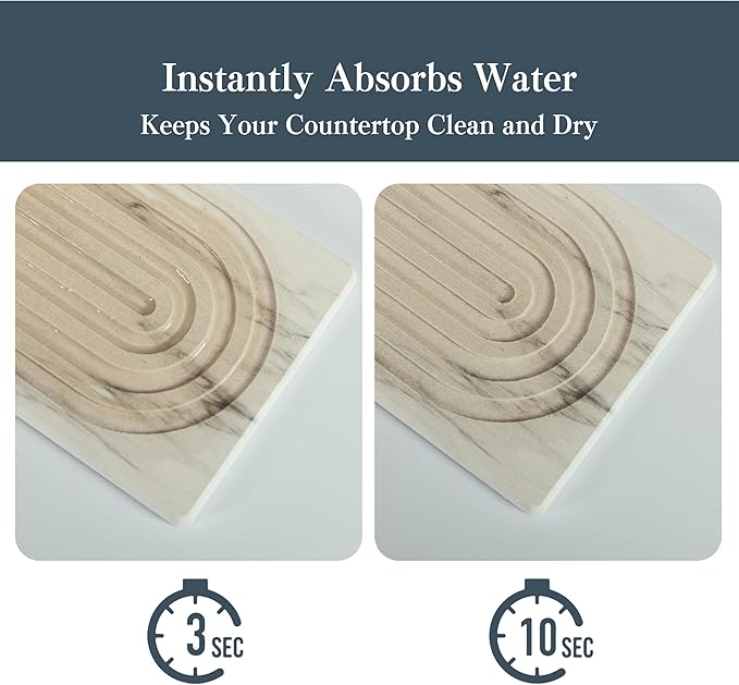 Stone Faucet Mat for Kitchen Sink, Quick Drying Mats, Water Absorbing Guard & - Image 3