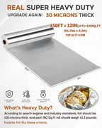 Katbite Aluminum Foil Roll, Heavy Duty 12inx150ft, 30 Micron Thick Strong Foils - Image 2