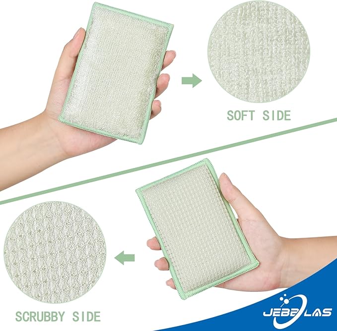 JEBBLAS Bamboo Natural Kitchen Sponges Dish Sponge Cleaning Sponge Heavy Duty - Image 5