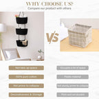 TeoKJ Over the Door Organizer, 3-Tier Woven Cotton Hanging Kitchen Baskets - Image 3