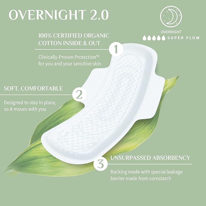 Organyc New and Improved 100% Certified Organic Cotton Inside and Out Overnight - Image 3