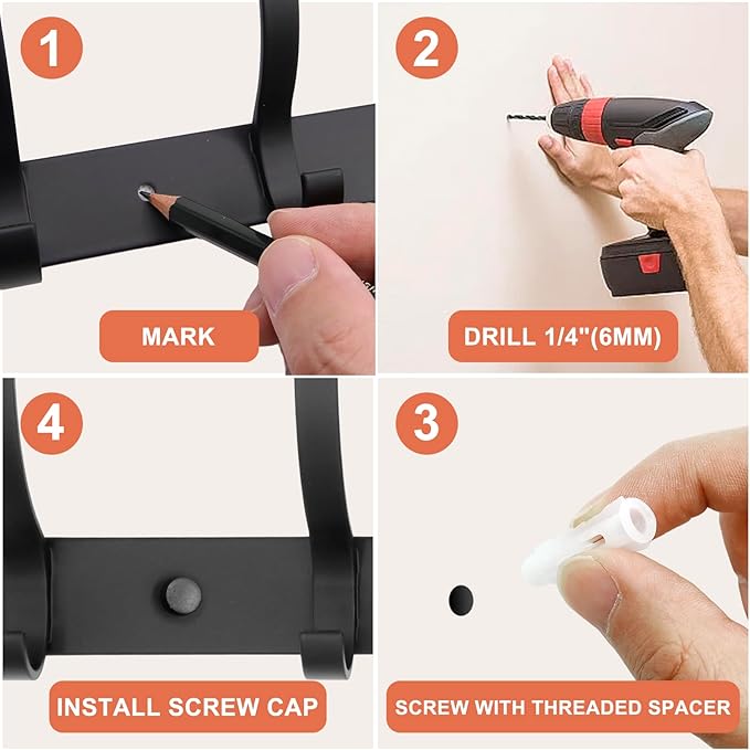Coat Rack Wall Mounted, 6 Coat Hooks - Image 6