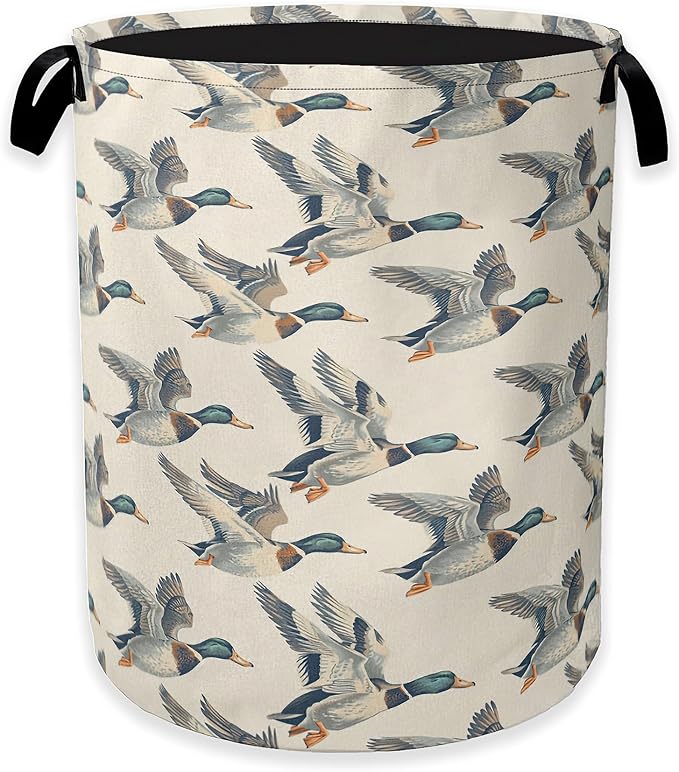 Vintage Mallard Duck Laundry Basket, Rustic Farmhouse Clothes Hamper, Oxford by Unknown