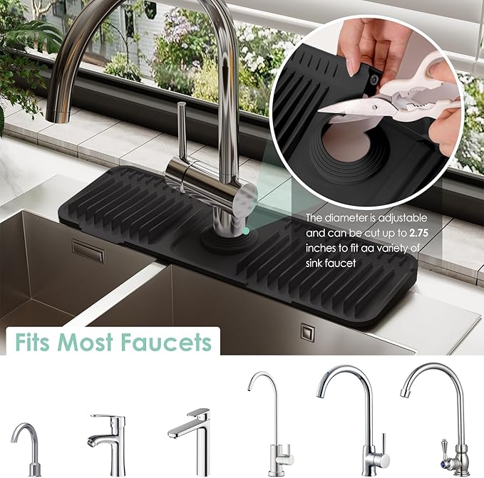 17.7 Inch Silicone Faucet Mat for Kitchen Sink Splash Guard - Image 3