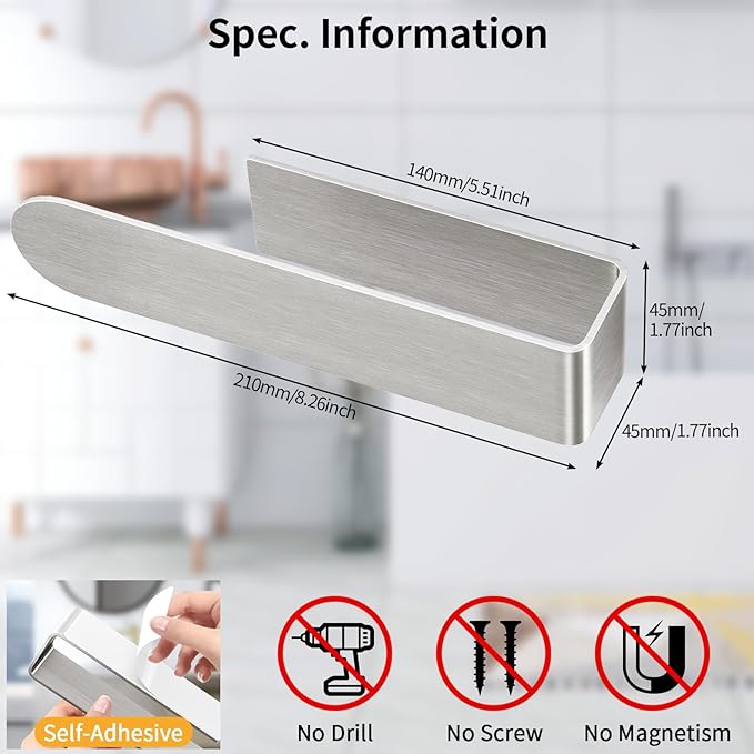 Adhesive Hand Towel Holder, 8 Inch Towel Holder - Image 7