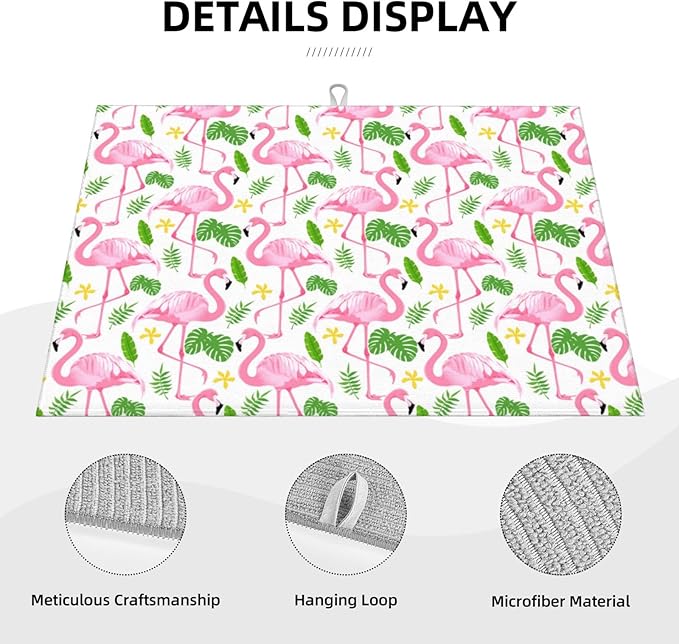 Pink Flamingo Leaf Dish Drying Mat 18x24 - Image 3