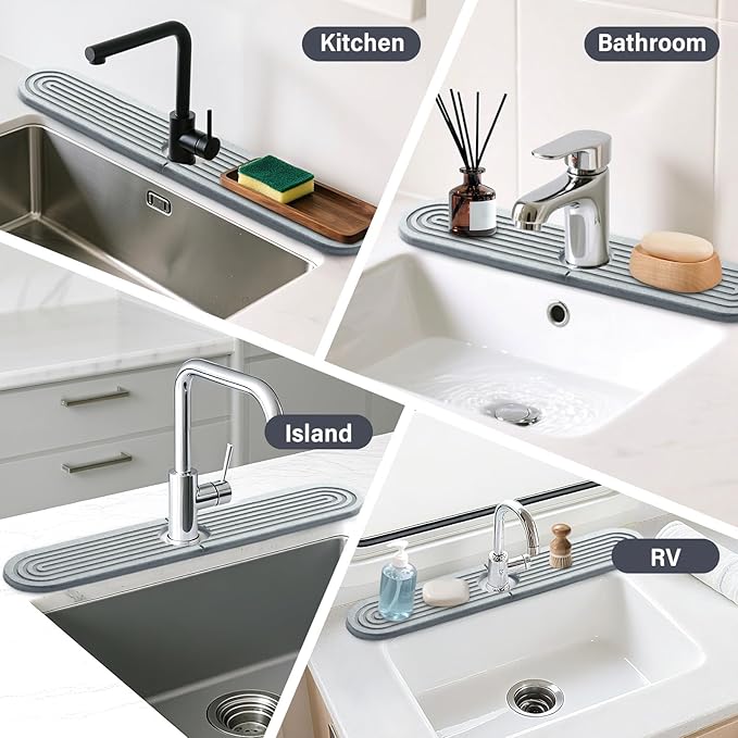 2 Set/4PCS Faucet Mat for Kitchen Sink Splash Guard Faucet Mat Absorbent - Image 8