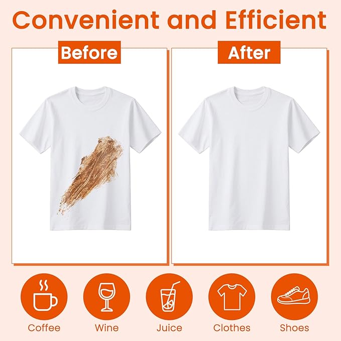 Stain Remover Wet Wipes Bulk, Individual Wrapped Clothes Portable Travel Messy - Image 4