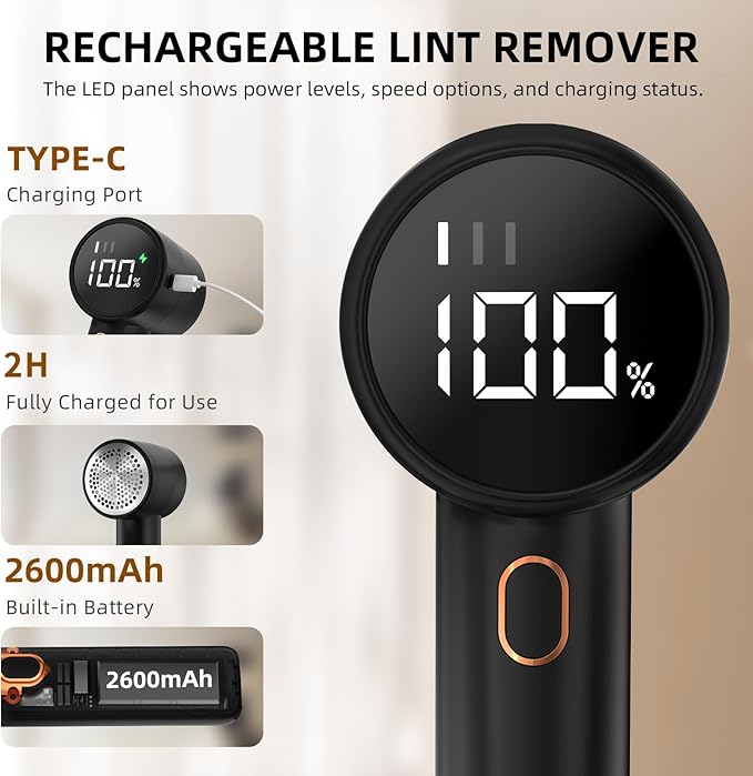 Fabric Shaver, Lint Remover Rechargeable, Electric Portable Sweater Defuzzer - Image 3