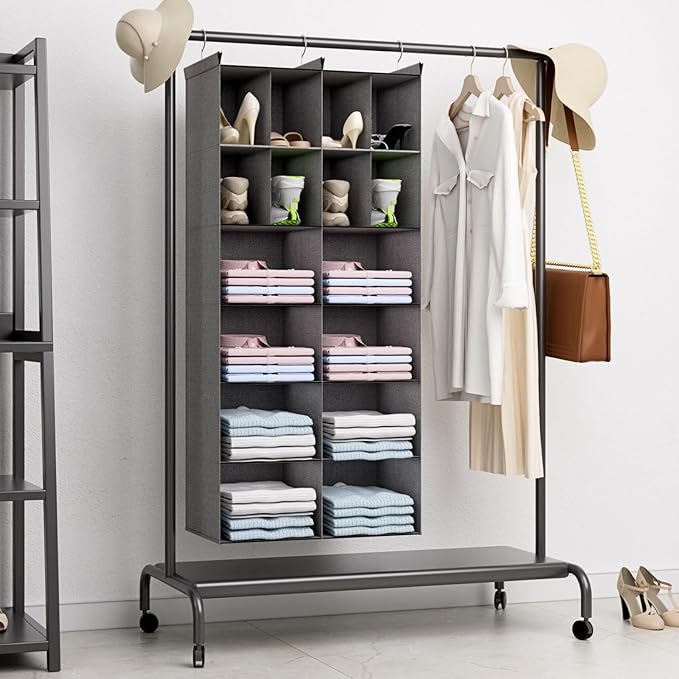 Ofiray-home 6 Tier Hanging Closet Organizer, 16 Compartments Sweater Organizer - Image 2