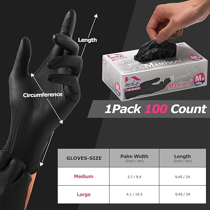 MAMISON Black Nitrile Disposable Gloves, Powder-Free, Latex-Free, 4 Mil - Image 7