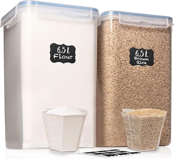 WHITE FEATHER SUPPLIES 2 PC Large Flour Sugar Storage Containers by WhiteFeather