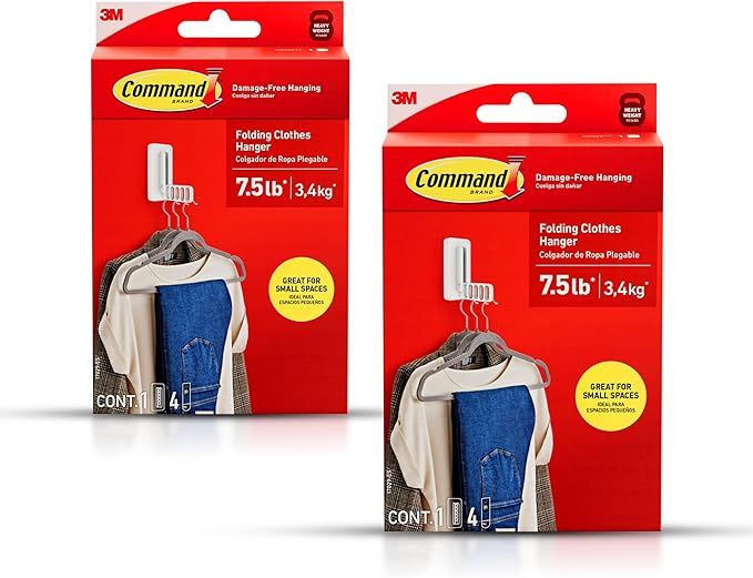 Command Folding Clothes Hanger, Holds up to 5 Hangers 7.5 lb, 1.5lbs per Rung - Image 8