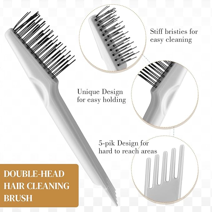 Boao 2 Pieces Hair Brush Cleaning Tool Comb Cleaner Brush Mini Comb Cleaning - Image 4