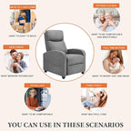 Sweetcrispy Massage Recliner Chair for Adults, Adjustable Home Theater Seating with Lumbar Support for Living Room, Modern Fabric Reclining, Cool Gray - Image 4
