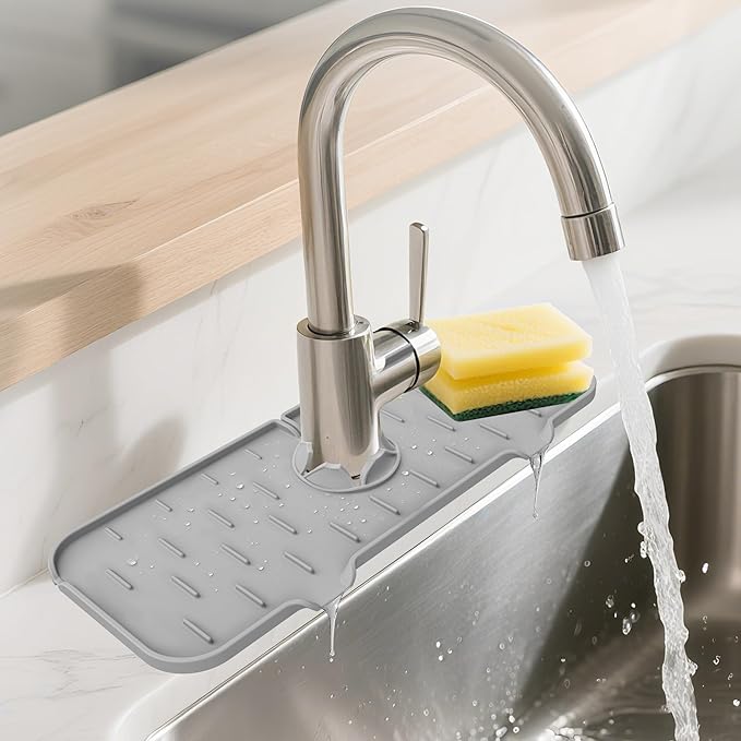 Kitchen Faucet Sink Splash Guard, Silicone Faucet Water Catcher Mat – Sink by Gosmol