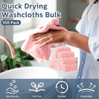 Newwiee 100 Count Washcloths Quick Drying Bathroom Wash Clothes 12 x 12 Inch - Image 3
