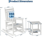 HDPE Rocking Chair Outdoor Set of 4 with 2 Side Table - Poly High Back Porch Rocker Chairs for Adults - All Weather Resistant Furniture for Patio Front Porch - White - Image 2
