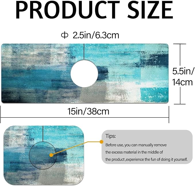 MCALK Turquoise Kitchen Sink Faucet Mat Splash Guard, Absorbent Quick-Dry - Image 5