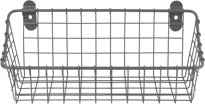 Spectrum Small Wire Wall Basket Industrial Gray Rustic Wall Bin, Vintage Wire - Image 2